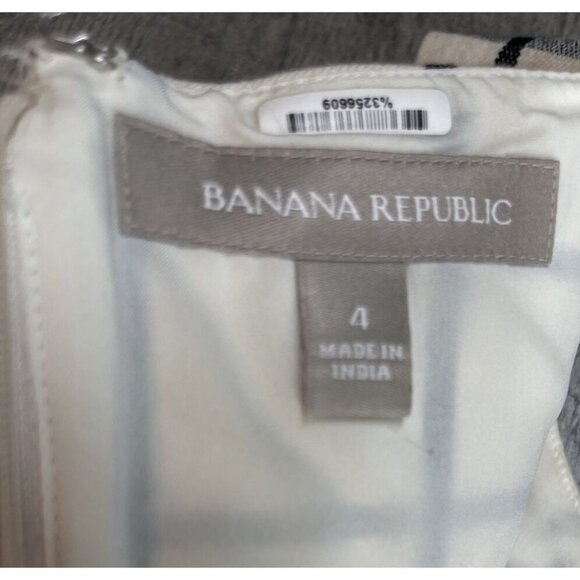 Banana Republic Blouse Womens 4 Beige Check Sleeveless Lined Zip Back Career Top - Picture 4 of 10